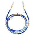Blue and gold spinel beaded glasses chain with silicone loops and lobster clasps - Blue