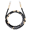 Beaded eyewear chain with black, gray and gold spinel beads and lobster clasps - 4# Black