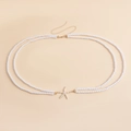 Cadena de cuerpo de doble capa con perlas y colgante de estrella de mar para bikini - Dorado