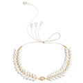 Bohemian adjustable waist chain with white natural shells and golden metal beads - White & Gold