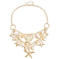 Chaîne de corps bohème dorée avec pendentifs étoiles de mer, coquillages et perles - Or