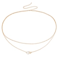 Chaîne de taille dorée à deux rangs avec deux pendentifs en cœur entrelacés et cristaux - Style Coeur