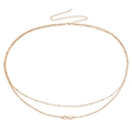 Chaîne de taille dorée à deux rangs avec pendentif infini étincelant et fermoir ajustable - Style en Forme de 8