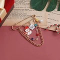 Broche épingle de Noël avec bonhomme de neige, flocons, étoiles et perles dorées - Broche à Chaîne Multi-rangs Bonhomme de Neige et Flocon de Neige de Noël (ZW2069)