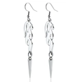 Gothic long silver tassel rivet earrings with sleek flame design and cone pendants - Flame Spike Style (ZW1609 White Gold)