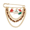 Broche navideño con imperdible dorado, cintas rojas y verdes y colgantes esmaltados NOEL - Estilo Letra NOEL Y Luna (ZW2408)