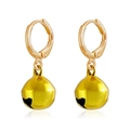 Golden Christmas bell earrings with heart cutouts and polished metallic finish - Yellow