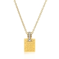 Titanium steel square pendant necklace with destiny engraving and zircon accents - Love Letter Engraved Style / Gold