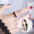 Rose gold titanium steel ring with black enamel inlay and polished minimalist finish - Size 5 US / Rose Gold-Black