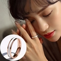 Minimalist rose gold and white enamel fashion ring for women in stainless steel - Size 10 US / Rose Gold-White
