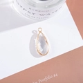Macro shot of faceted crystal teardrop pendant with a gold plated bezel and bail - Outer Size 11x25mm / White