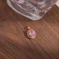 Elegant gold-plated necklace with waterdrop pink crystal pendant and pavé-set zircons - Pink Oval Gemstone (1)