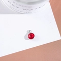 Detailed macro view of a red crystal pendant with silver setting for DIY jewelry - Outer Size 6.5x10mm / Red