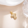 Macro detail of the letter T gold pendant featuring pave-set cubic zirconia crystals - Letter T (BGQZM003)