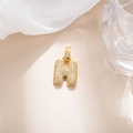 Detail of H letter pendant with gold finish and micro-pave white cubic zirconia - Letter H (BGQZM003)