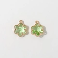 Detail of 12mm gold plated flower pendant with green glass stone for DIY jewelry making - Light Green