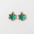 Green resin 12mm hexagonal flower pendants with 18K gold plated milgrain edges - Green