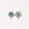 Pendentifs fleurs en argent avec pierres vertes et cristaux pavés pour la création de bijoux - Vert