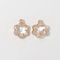 Detail of 12mm gold-plated floral pendants with transparent faceted glass crystals - White