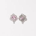 Détail du connecteur de bijoux fleur avec gemme rose et strass blancs brillants - Rose