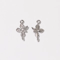 Copper flower charm with micro-set zircon for DIY earrings and jewelry making - White