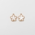 DIY gold-plated six-leaf flower pendants with pearlescent inlay for jewelry making - White