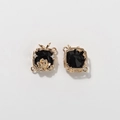 Goldener Lotus-Halstuchring mit schwarzem Edelstein und funkelnden Kristallen - Schwarz