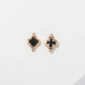 Detail van klavervormige gouden hangers met zwarte onyx voor DIY sieradenontwerp - 14K / Zwart