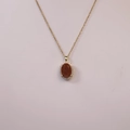 French vintage red goldstone heart necklace with sparkling oval pendant and gold chain - Gold Chain Brown Goldstone Style (1)