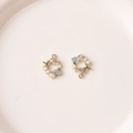 Seashell and starfish jewelry charms with blue oil drip and pearls on gold base - Light Blue Shell Starfish Style