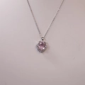 Elegante collana floreale in argento con gemma rosa ovale e zirconi scintillanti - Stile Fiore di Pietra Ovale Rosa (1)