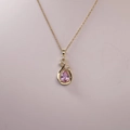 Elegant 18K gold necklace with pear-shaped pink gemstone pendant and white diamonds - Elegant Waterdrop Pendant / Gold With Pink Main Stone
