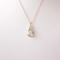 Blue teardrop sapphire pendant necklace in white gold finish for women's fashion - Streamlined Waterdrop Pendant / Gold With Transparent Stone