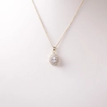 Elegant gold pear cut cubic zirconia teardrop pendant necklace with halo crystal setting - Pear-shaped Halo Style / Gold With Large Transparent Zirconia