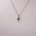 Collar de tulipán dorado con piedras preciosas de color púrpura y verde - Estilo tulipán púrpura dorado (2)