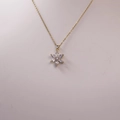 Elegant gold necklace with a rotating spinning flower pendant made of sparkling zircon stones - Gold Six Petal Flower Style(2)