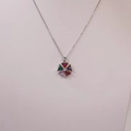 Silver snowflake necklace with multi-colored crystals and center zircon detail - Silver Snowflake Multicolor Gemstone(3)