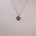 Rotating flower petal pendant necklace with colorful cubic zirconia in silver steel - Silver Five Petal Multicolor Flower(4)