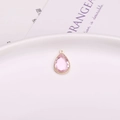 Rosa birnenförmiger Kristallanhänger mit goldenem Perlenrand für DIY-Schmuck - Rosa
