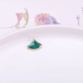 Green fan-shaped crystal pendant with gold metal frame for DIY jewelry making - Fan Shaped Single Loop / Peacock Green