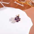 Rotating four-leaf clover pendant with purple heart stones and golden finish - Rotating Four Leaf Clover Pendant / Purple