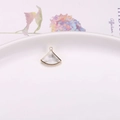 Clear fan-shaped crystal pendant with gold metal frame for DIY jewelry making - Fan Shaped Single Loop / White