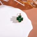 Ciondolo a quadrifoglio dorato con pietre di zirconia verdi a forma di cuore - Ciondolo Quadrifoglio Rotante / Verde