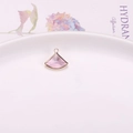 Pink fan-shaped crystal pendant with gold plating for DIY jewelry making accessories - Fan Shaped Single Loop / Pink