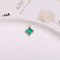 Pendentif fleur de trèfle à quatre feuilles en cristal vert doré pour création bijoux - Pendentif Sertissage Trèfle / Vert paon