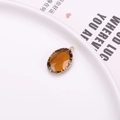 Ovaler Bernstein-Geburtsstein-Anhänger mit facettiertem Glas und vergoldetem Rahmen - 10x14mm Ovaler Anhänger / Kaffeebraun