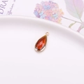 Eleganter bernsteinfarbener Tropfenanhänger mit vergoldeter Fassung für Schmuck - 10x20mm Wassertropfen / Braun