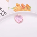 Pink heart-shaped crystal pendant with gold-plated metal border and bail detail - 18mm / Pink