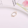 Faceted transparent crystal rectangle connector with gold-plated frame and two loops - 11x22mm / White