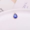 Vergoldeter Wassertropfen Anhänger mit tiefblauem Kristall für DIY-Schmuck - Saphirblau